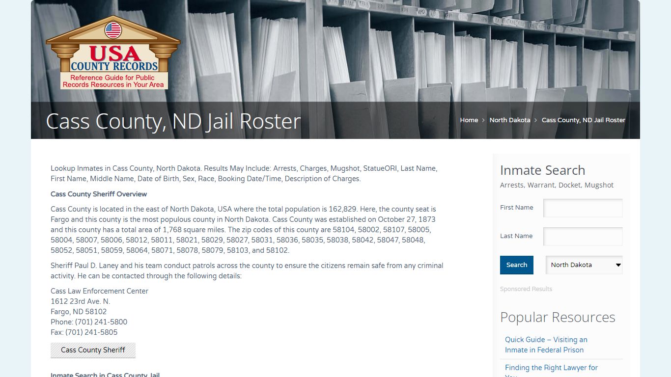 Cass County, ND Jail Roster | Name Search